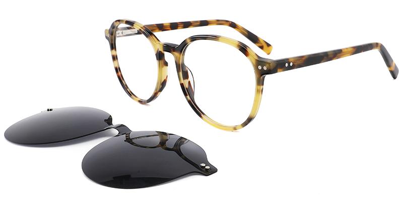 Moneti Eyewear Classic Circle Round Pattern Yellow Sunglasses - round frame - front view