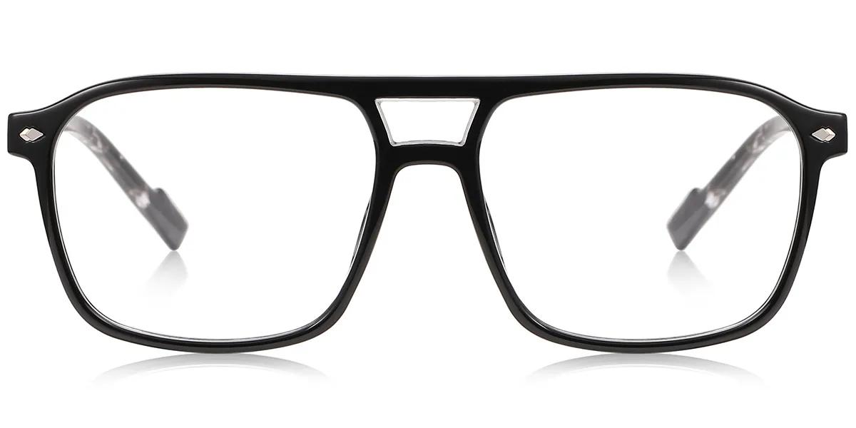 Moneti Eyewear Stratos Aviator Glasses – Black Black Eyeglasses - aviator frame - front view - alternate view