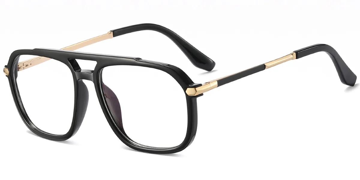 Moneti Eyewear Orion Aviator Glasses – Bright Black Bright Black Eyeglasses - aviator frame - front view