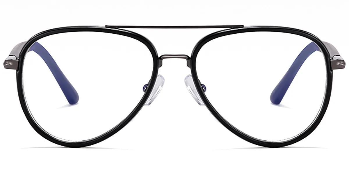 Moneti Eyewear Aurelio Aviator Glasses – Matte Black Matte Black Eyeglasses - aviator frame - front view